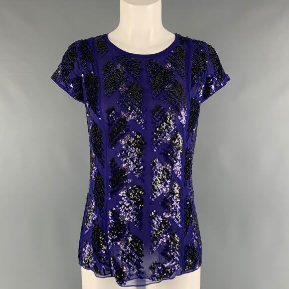 J.MENDEL Size 6 Purple Silk Cap Sleeves Dress Top - Picture 1 of 6
